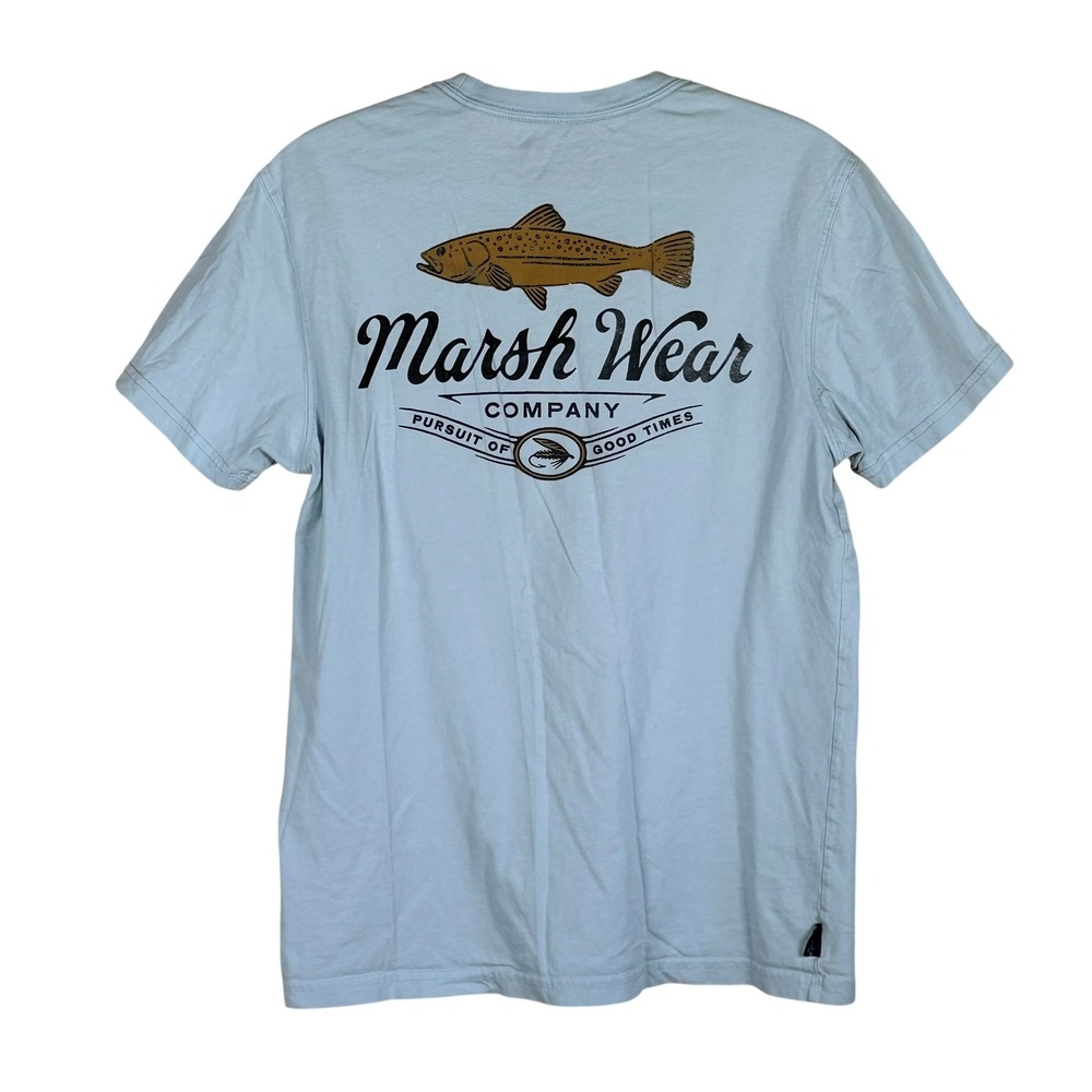 Marsh Wear Fishing T-Shirt Mens S Blue Pocket Trout Pursuit of Good Times
